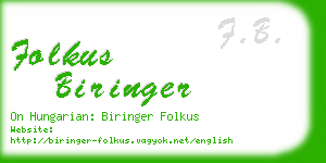 folkus biringer business card